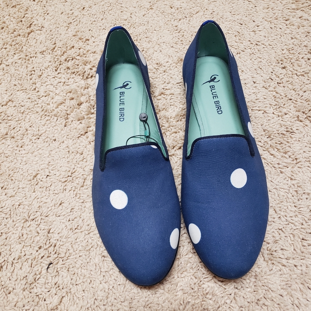 Blue Bird Shoes Blue Polka Dot Flats
